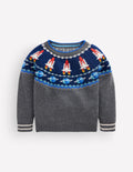 Fair Isle Jumper-Charcoal Marl Space