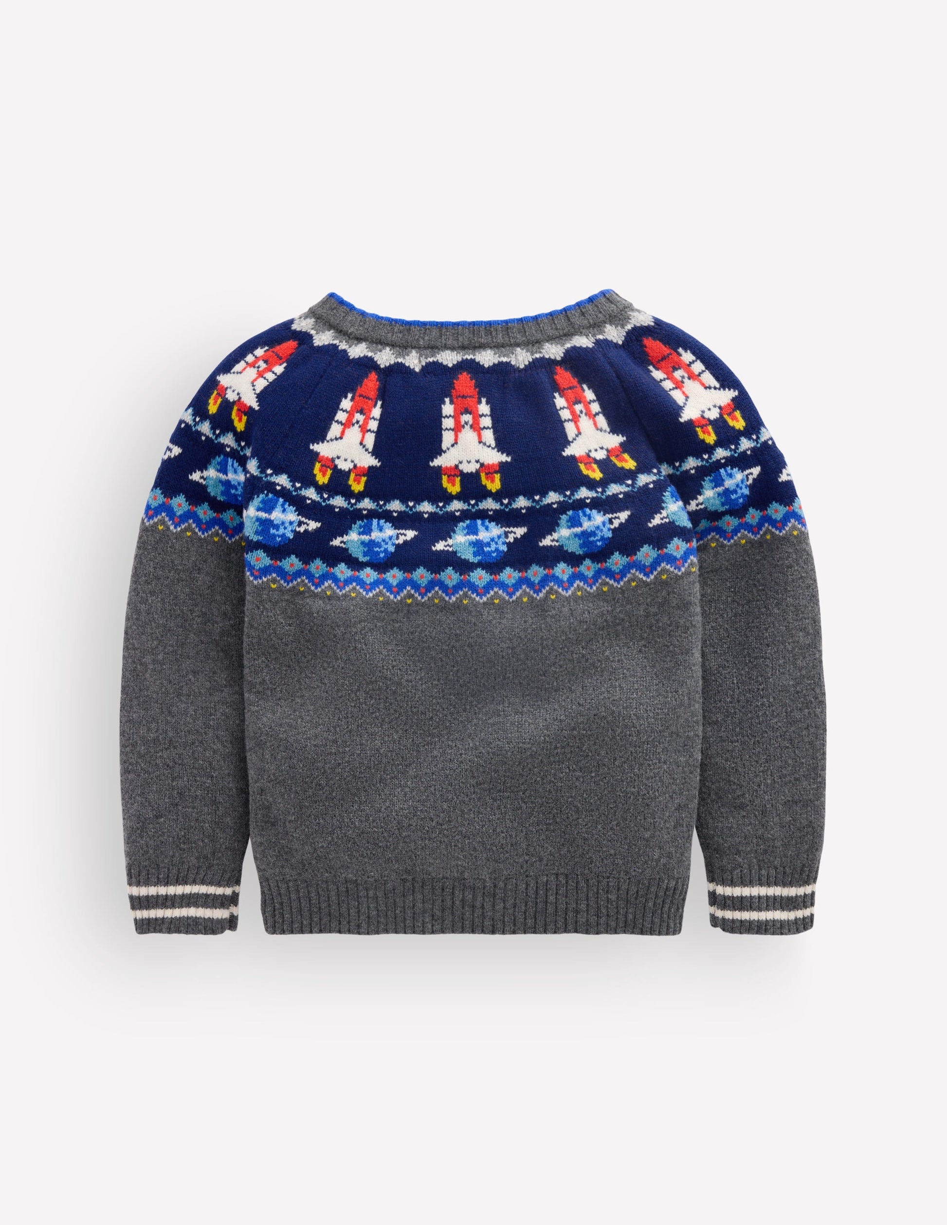 Fair Isle Jumper-Charcoal Marl Space-2