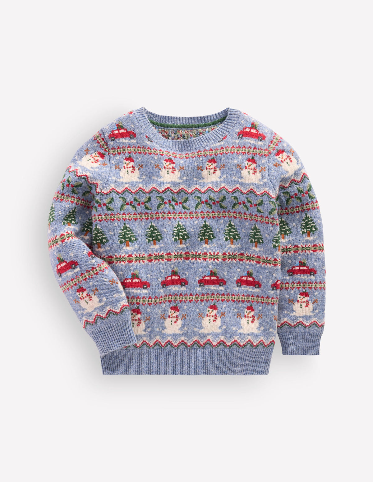 Fair Isle Jumper-Glacier Blue Christmas Cars - Image 2