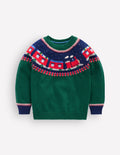 Fair Isle Jumper-Jewel Green Train