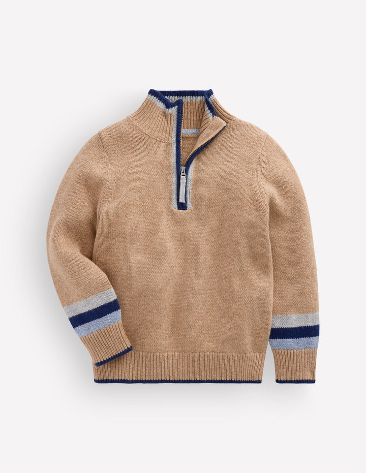 Heritage Half-Zip Jumper-Camel Melange