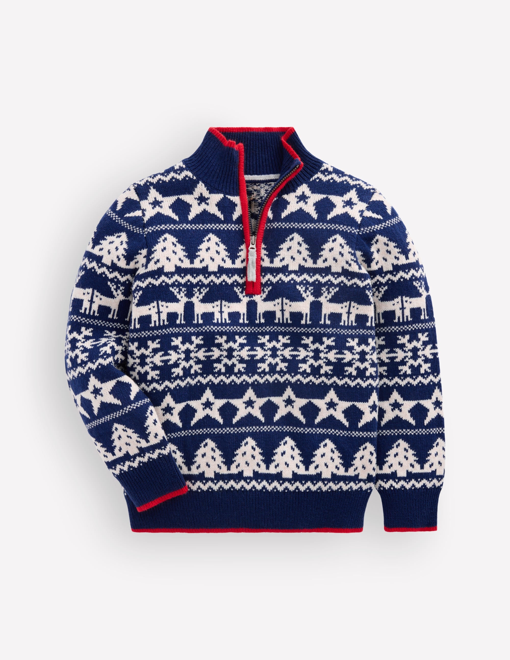 Heritage Half-Zip Jumper-Medieval Blue/Ivory Christmas - Image 1