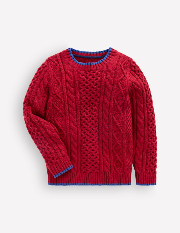 Heritage Cable Jumper-Crimson Red
