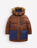 Fleece Lined Padded Coat-Raw Umber