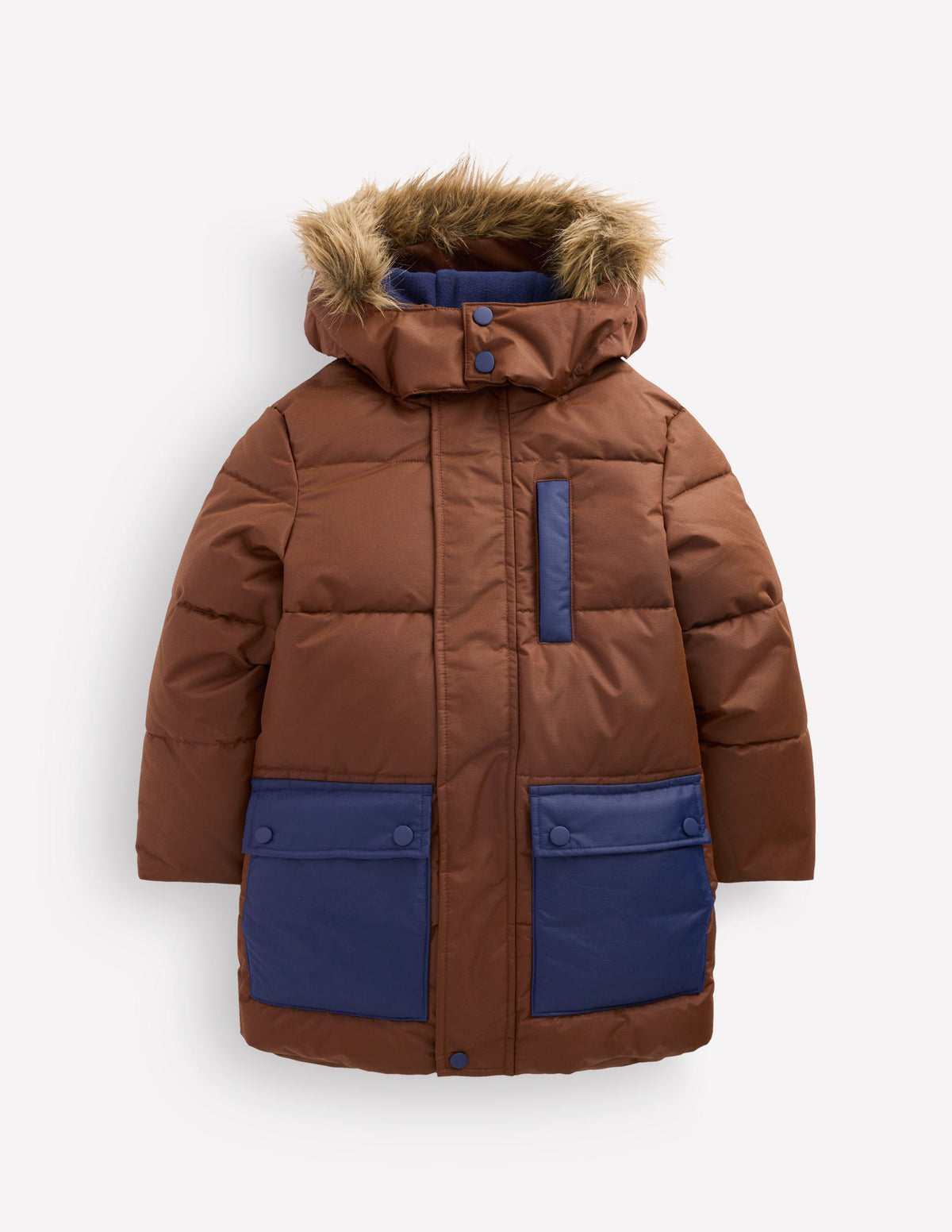 Fleece Lined Padded Coat-Raw Umber-1