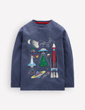 Long Sleeve Glow T-shirt-Vintage Indigo Christmas Space