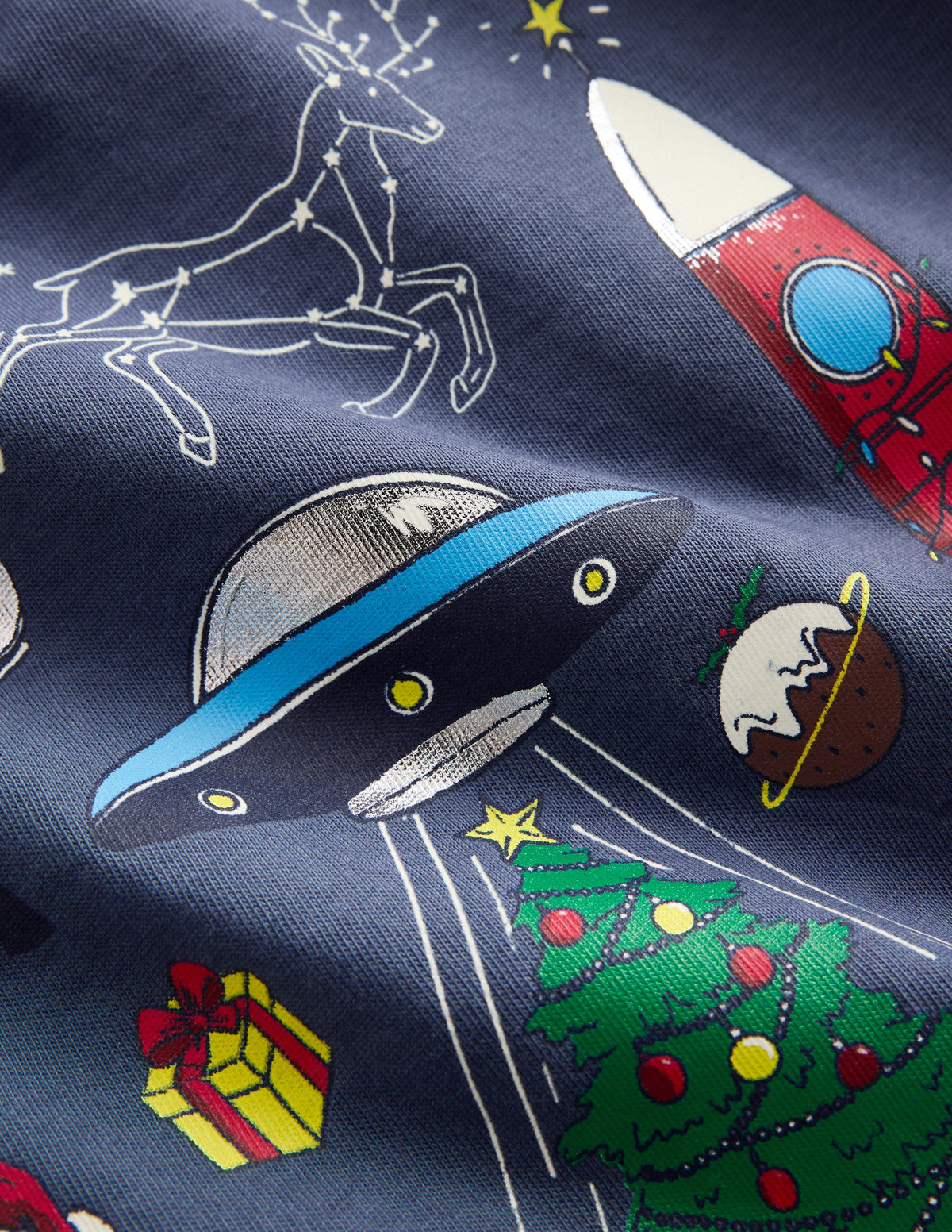 Long Sleeve Glow T-shirt-Vintage Indigo Christmas Space-4