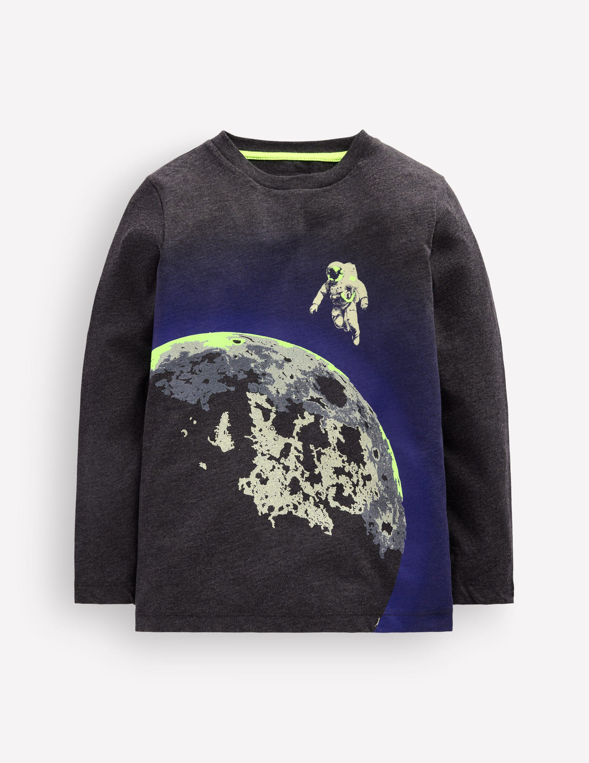 Long Sleeve Glow T-shirt-Charcoal Marl Moon-1