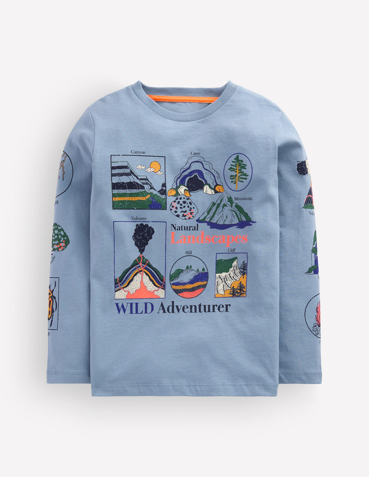 Long Sleeve Glow T-shirt-French Blue, Landscapes
