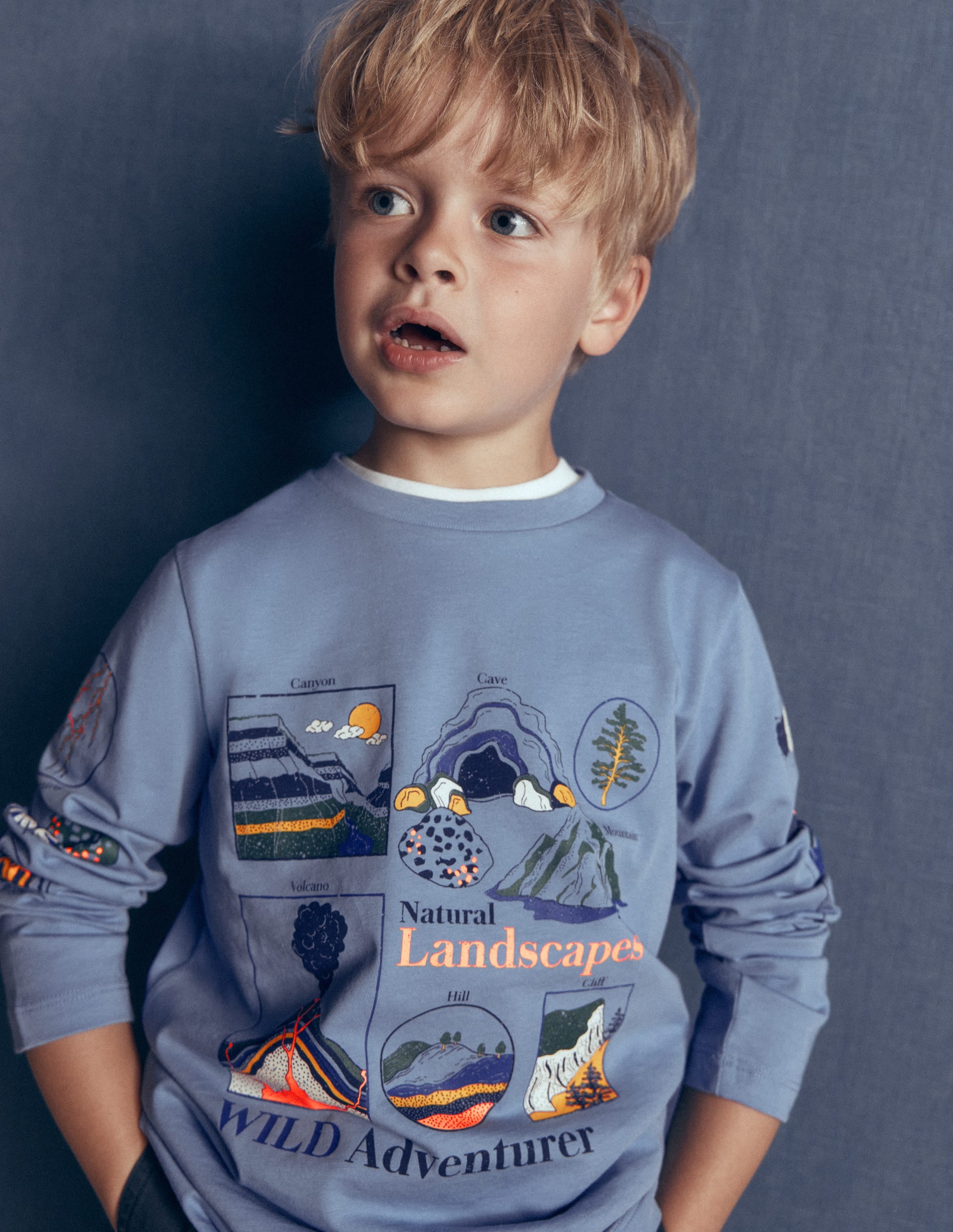 Long Sleeve Glow T-shirt-French Blue, Landscapes - Image 1