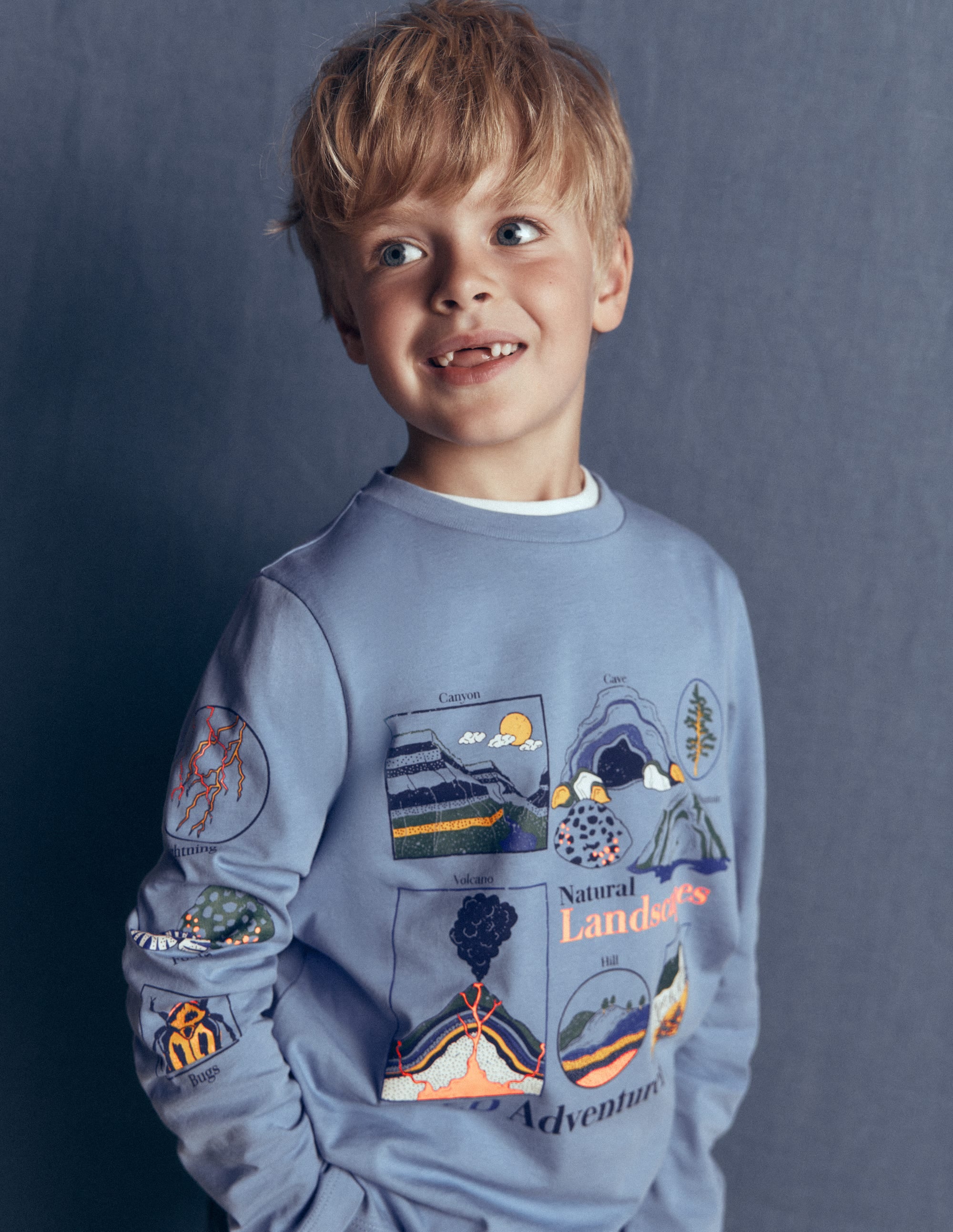 Long Sleeve Glow T-shirt-French Blue, Landscapes - Image 2