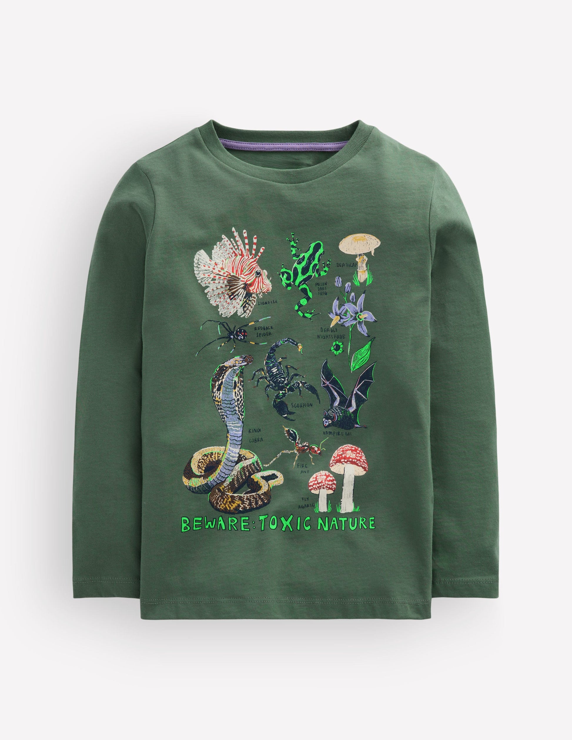 Long Sleeve Glow T-shirt-Bottle Green, Toxic Nature-3
