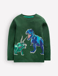 Long Sleeve Glow T-shirt-Hunter Green Dinos
