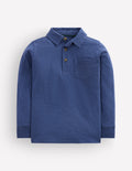 Long Sleeve Slub Polo-Denim Blue