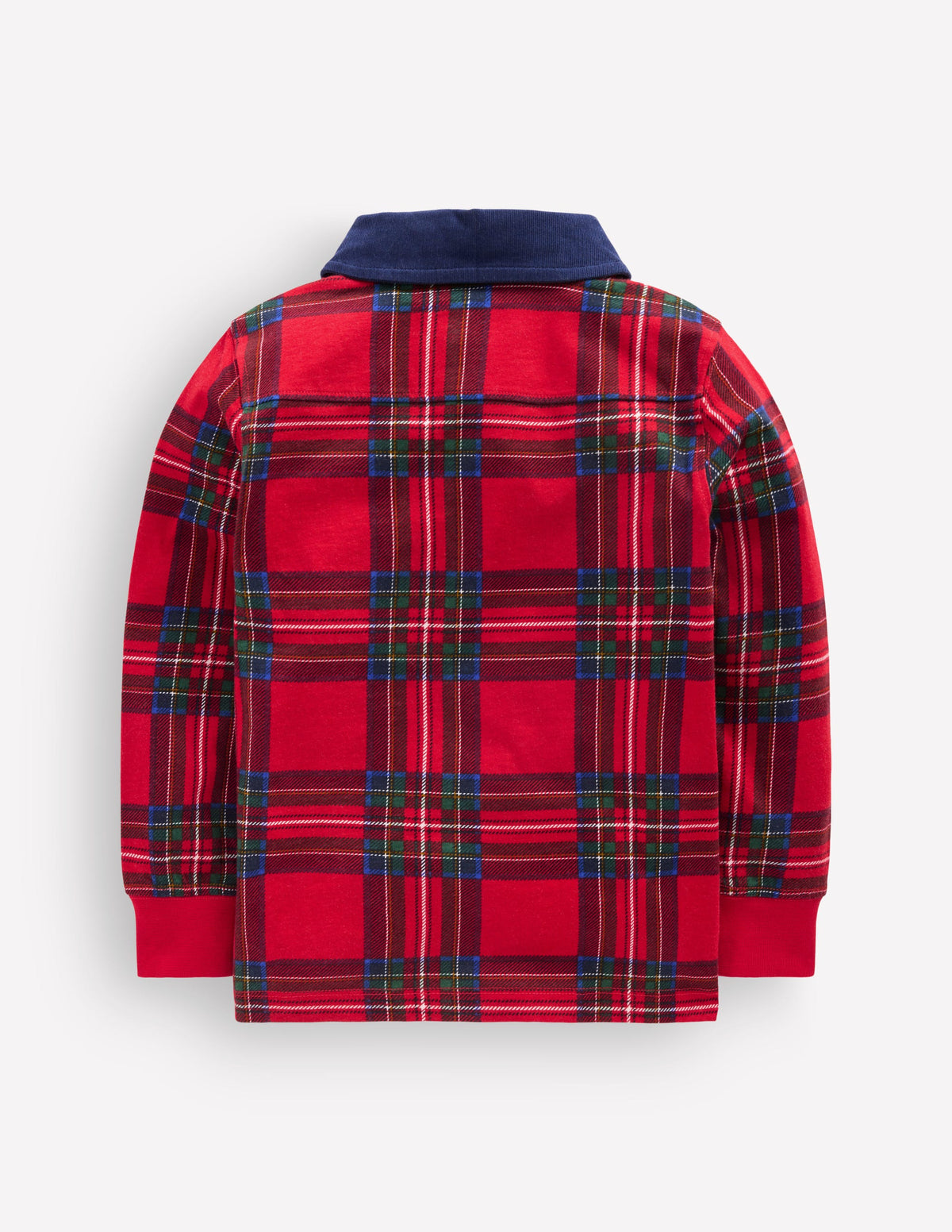 Long Sleeve Smart Polo Shirt-RED BRAND CHECK - Image 2