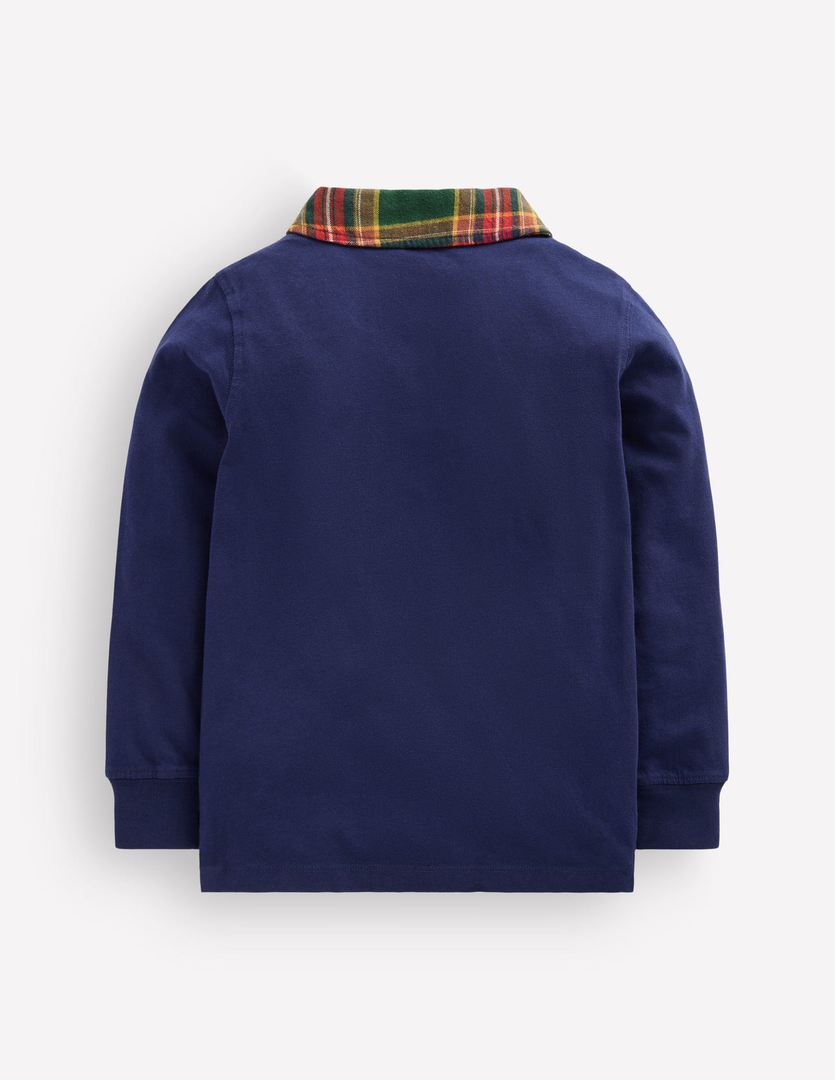 Long Sleeve Smart Polo Shirt-College Navy/Green Check-2