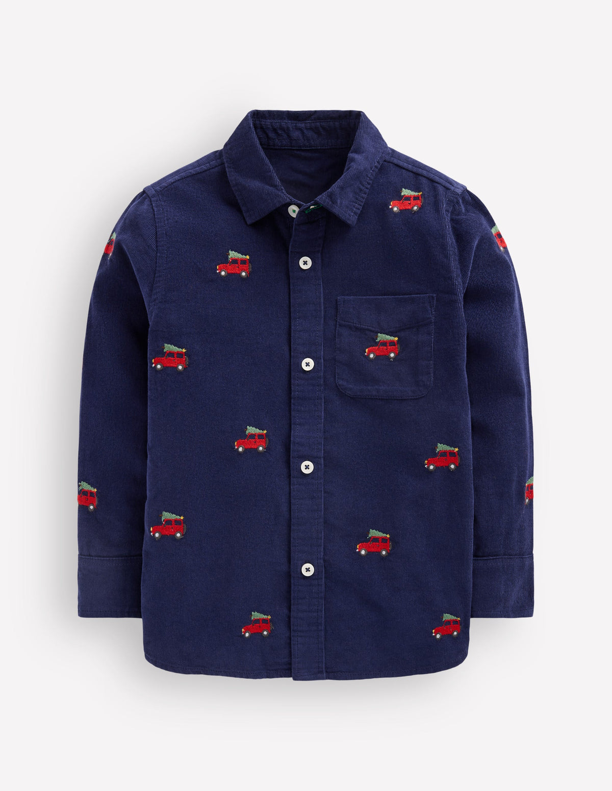 Embroidered Corduroy Shirt-College Navy Jeep - Image 1