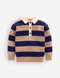 Knitted Rugby Jumper-Blue and Brown Stripe