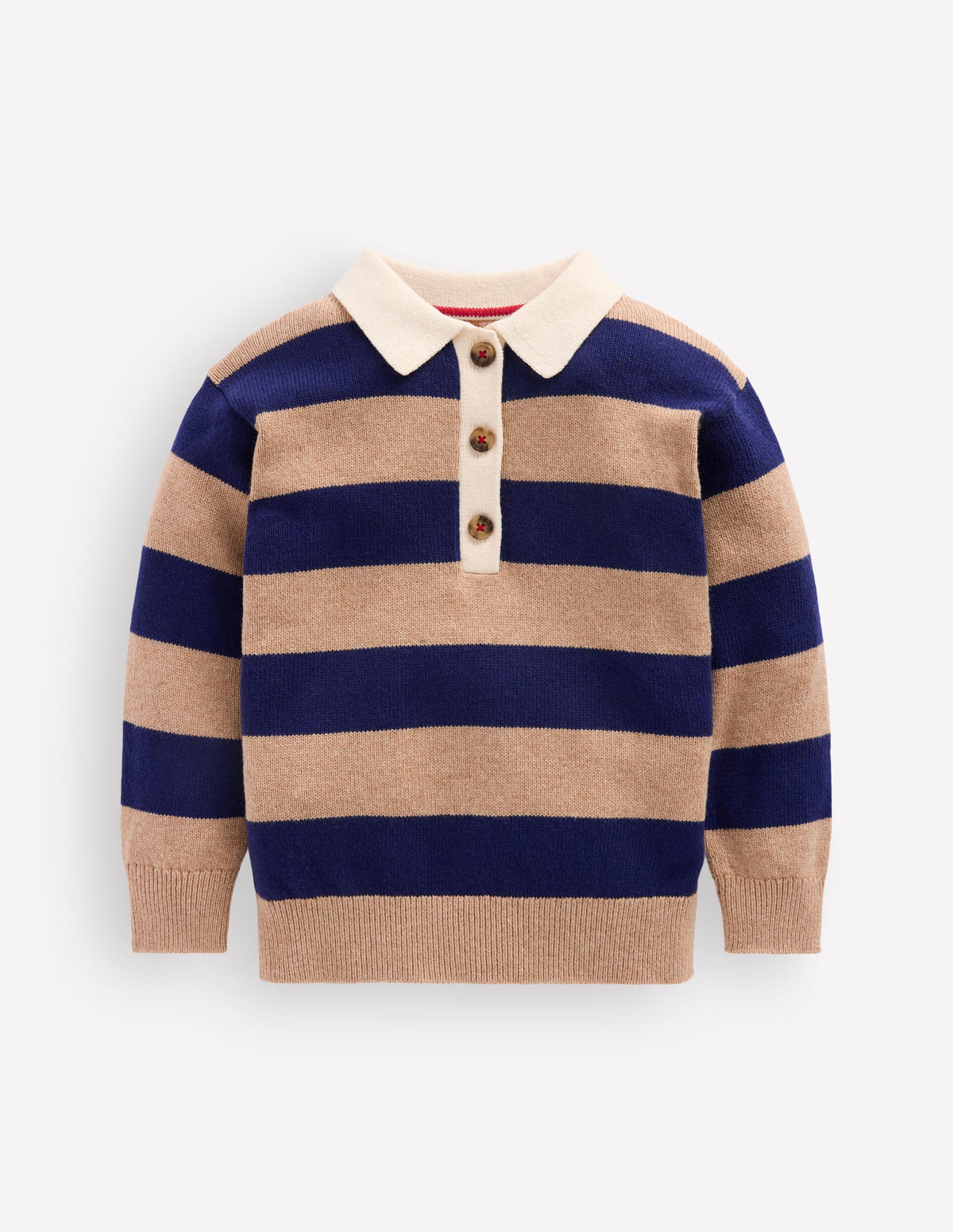 Knitted Rugby Jumper-Blue and Brown Stripe-1
