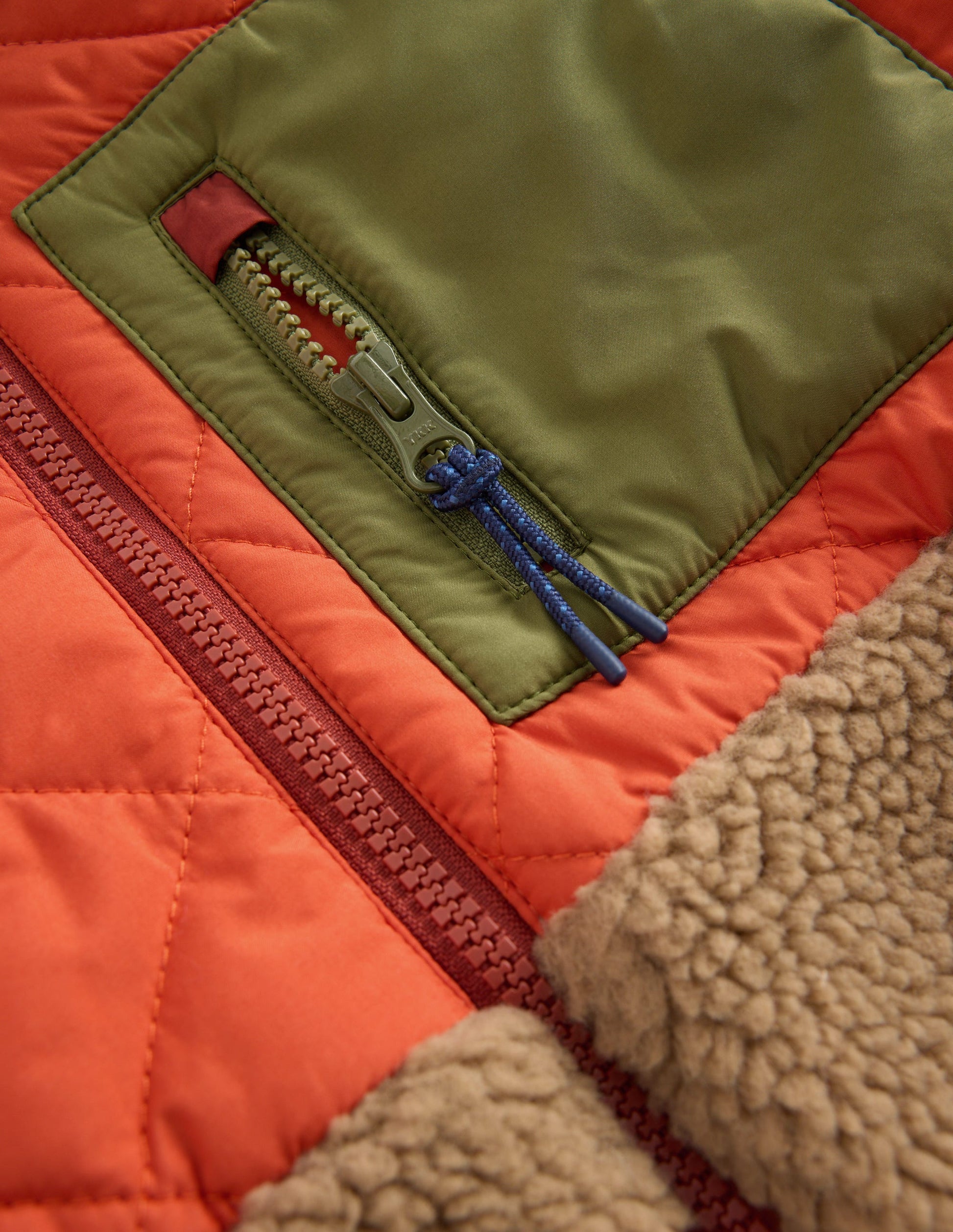 Quilted Borg Jacket-Rust Mix-3