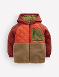 Quilted Borg Jacket-Rust Mix