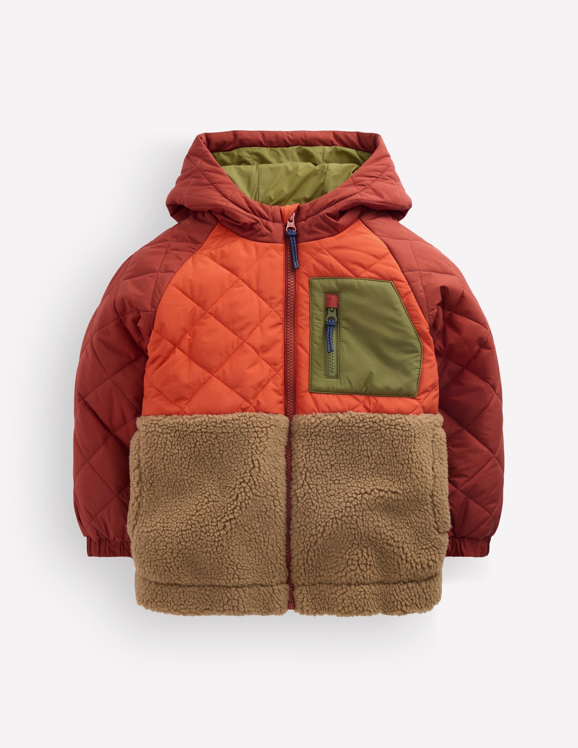 Quilted Borg Jacket-Rust Mix - Image 1