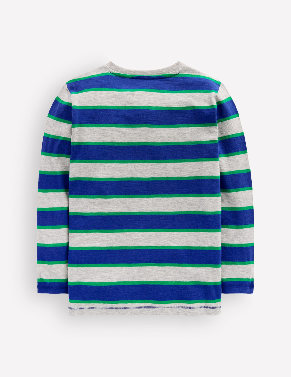 Everyday Long Sleeve T-Shirt-Grey Marl/Blue/Green - Image 2