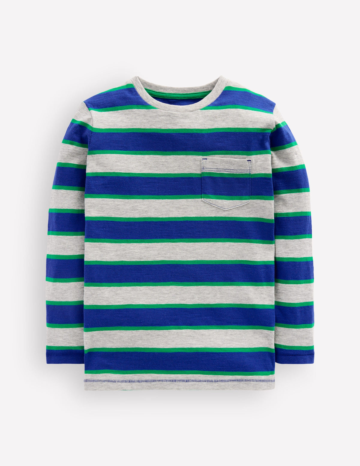Everyday Long Sleeve T-Shirt-Grey Marl/Blue/Green - Image 1