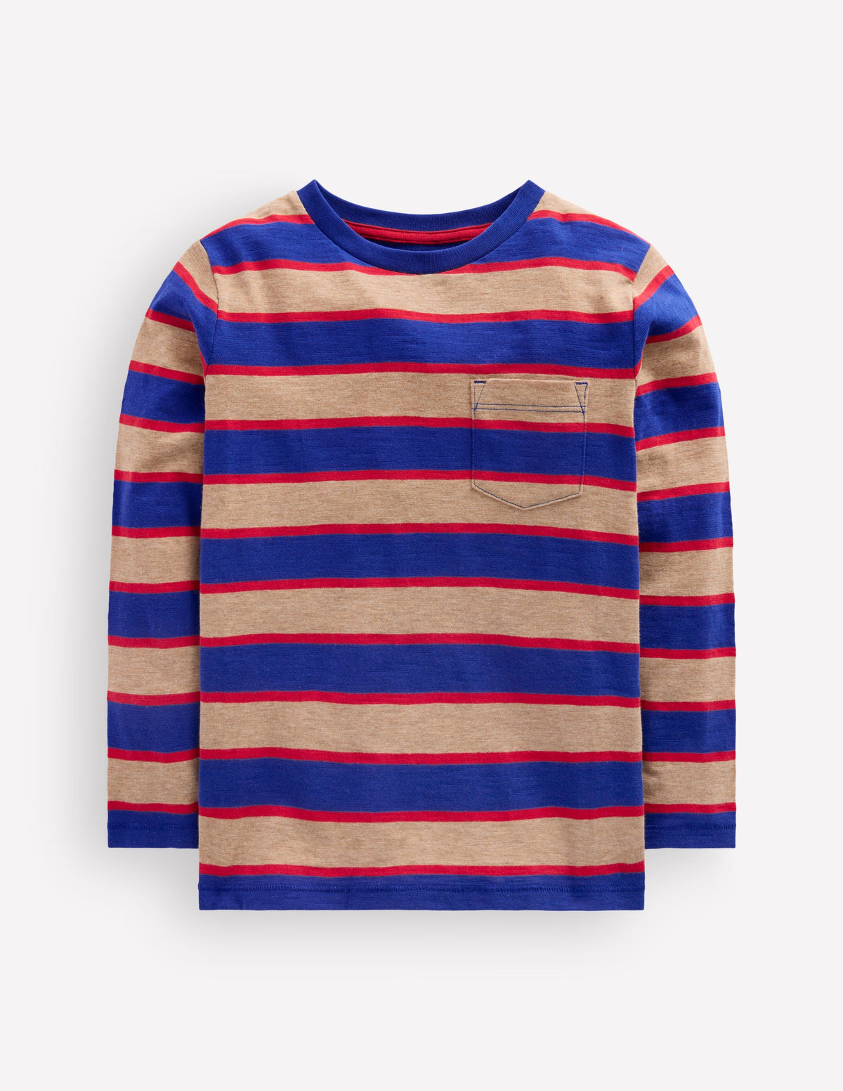 Everyday Long Sleeve T-Shirt-Brown/Blue/Red-1