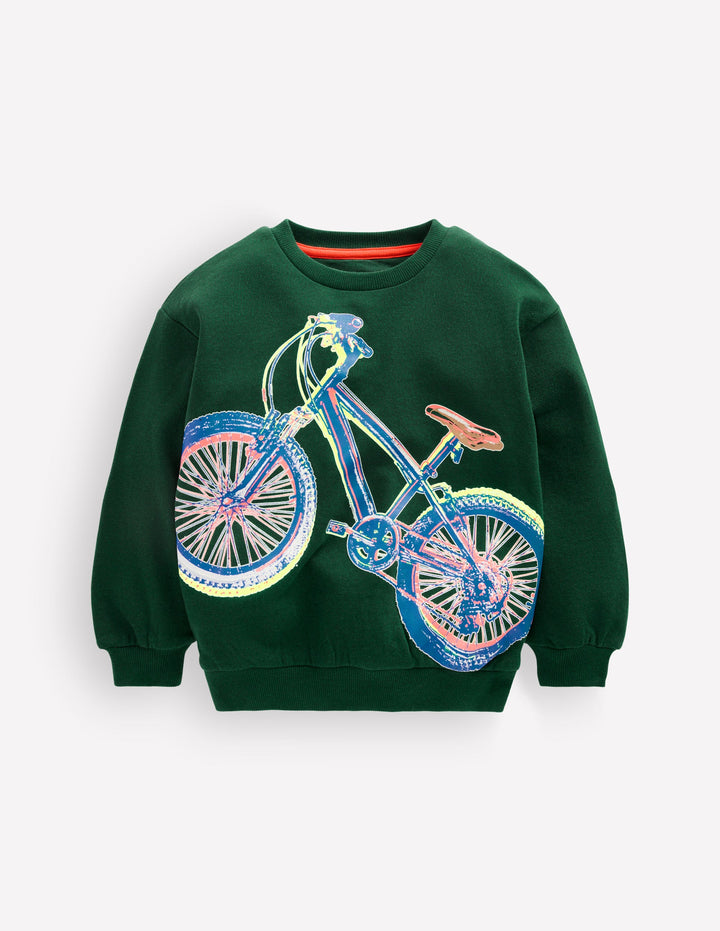 Glow-In-The-Dark Sweatshirt-Hunter Green Bike
