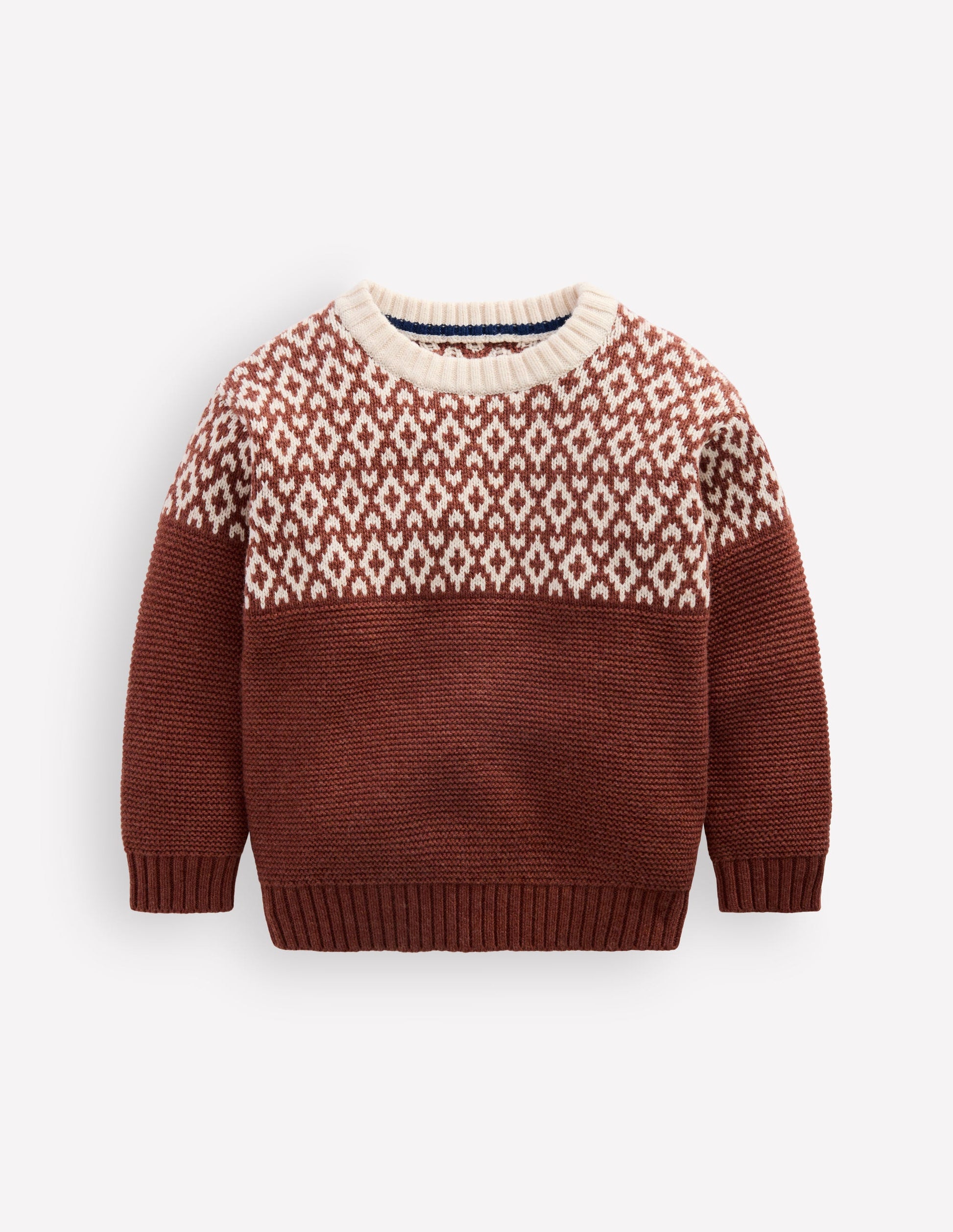 Relaxed Fair Isle Jumper-Auburn Melange-2