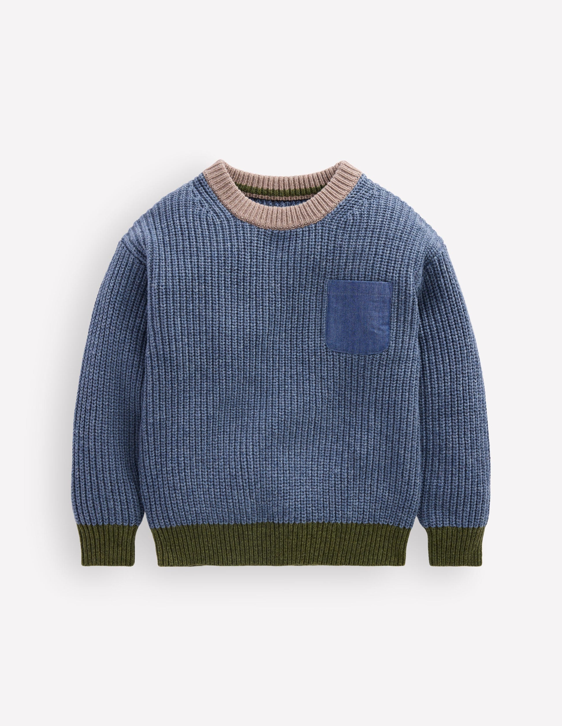 Contrast Pocket Jumper-Navy Melange-5