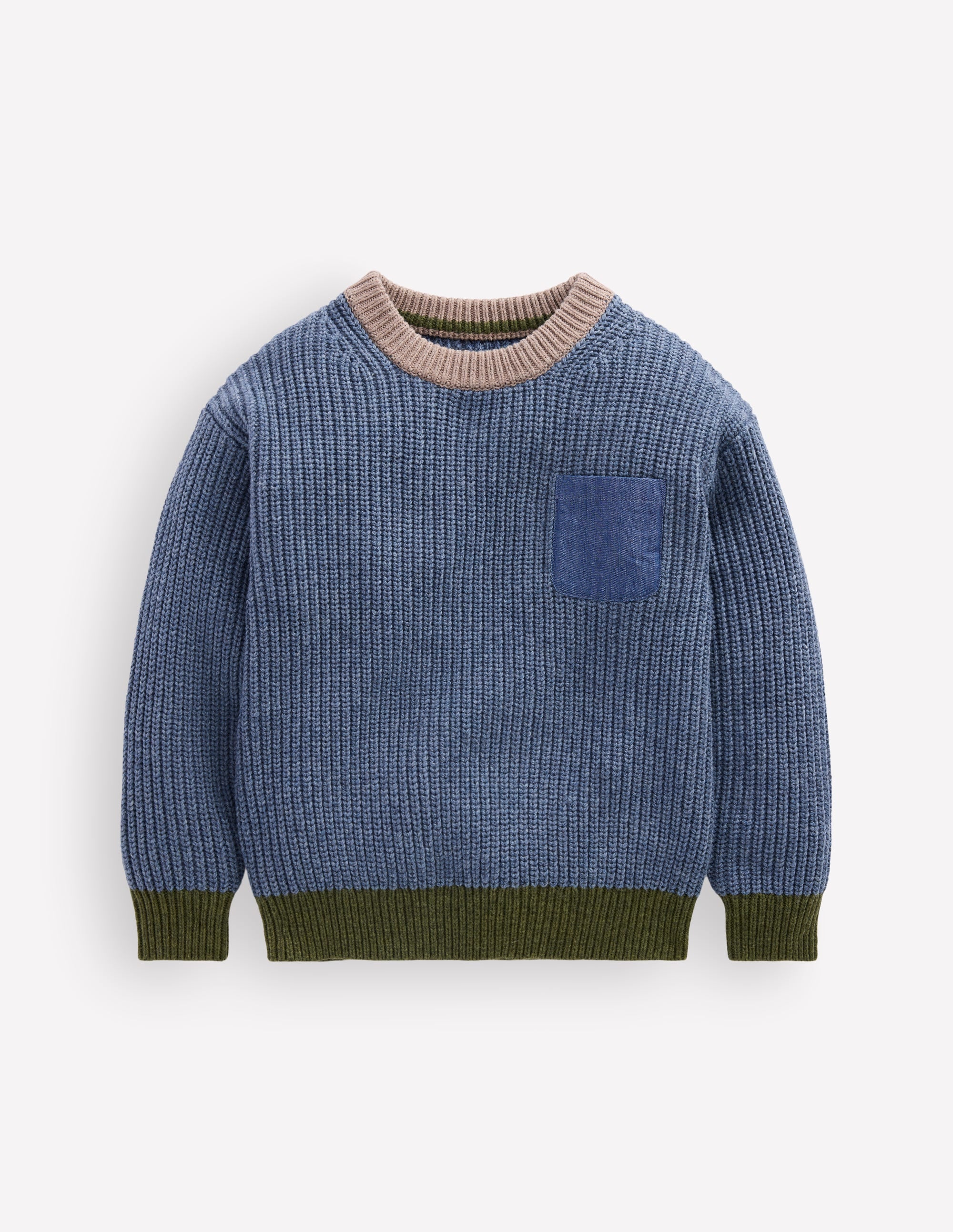 Contrast Pocket Jumper-Navy Melange - Image 5