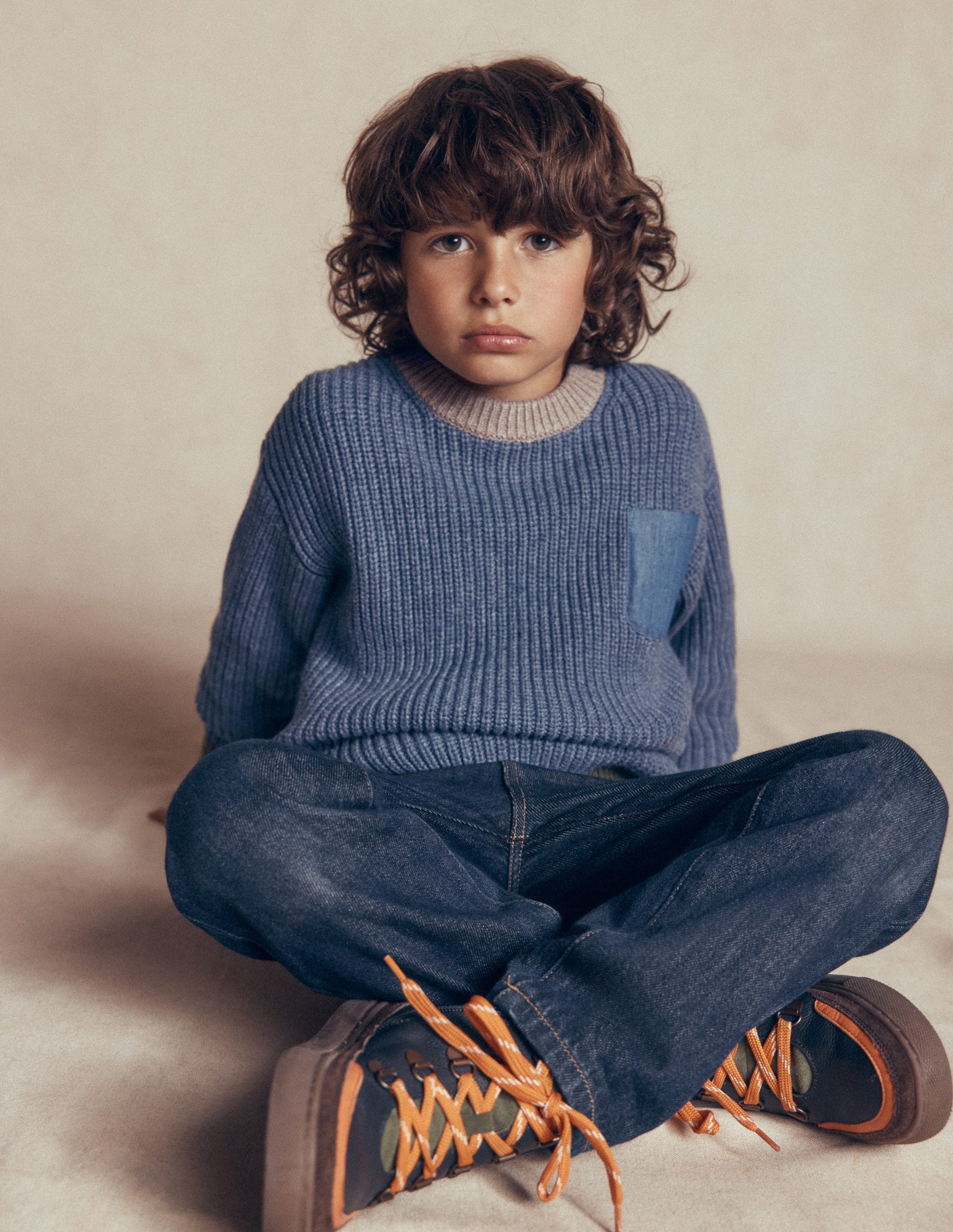 Contrast Pocket Jumper-Navy Melange-2