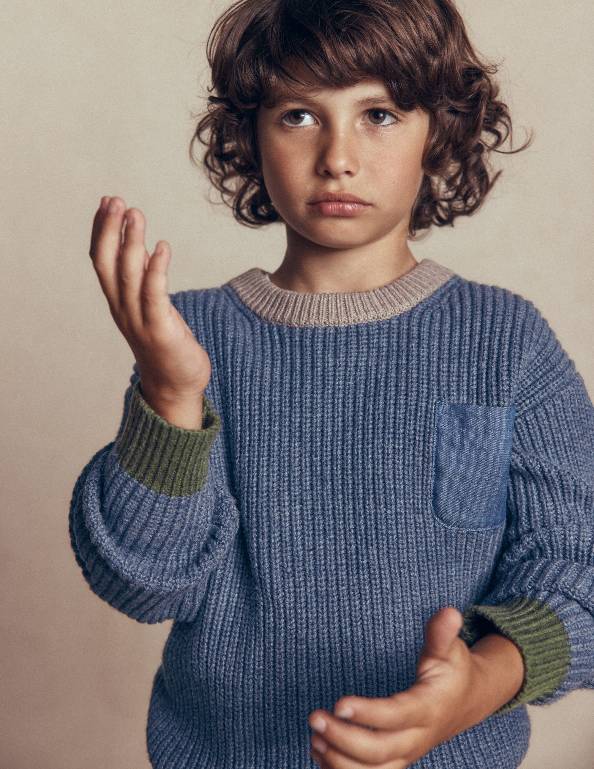 Contrast Pocket Jumper-Navy Melange - Image 3