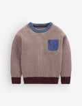 Contrast Pocket Jumper-Stone Melange