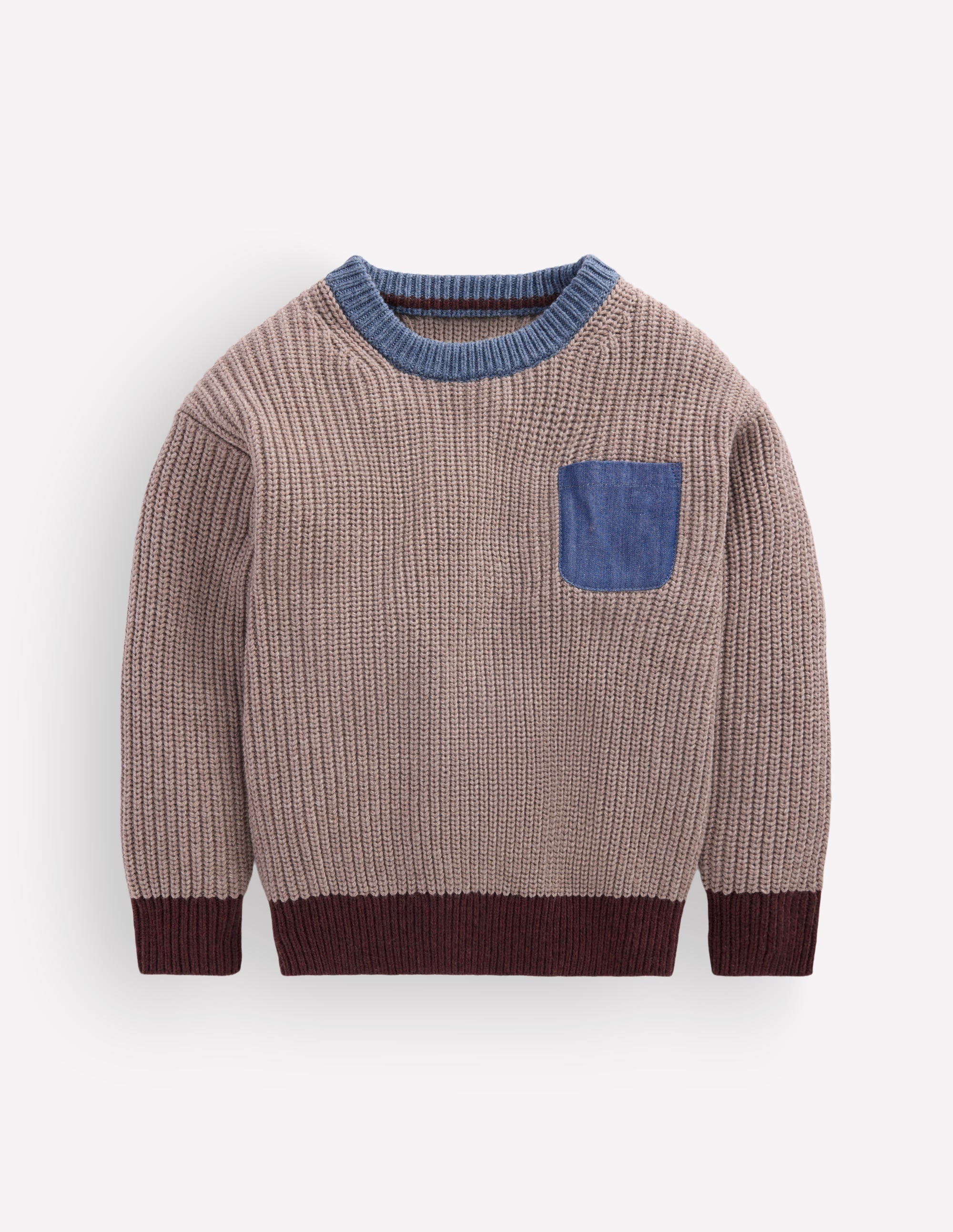 Contrast Pocket Jumper-Stone Melange - Image 1