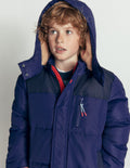 Borg Lined Puffer Coat-College Navy