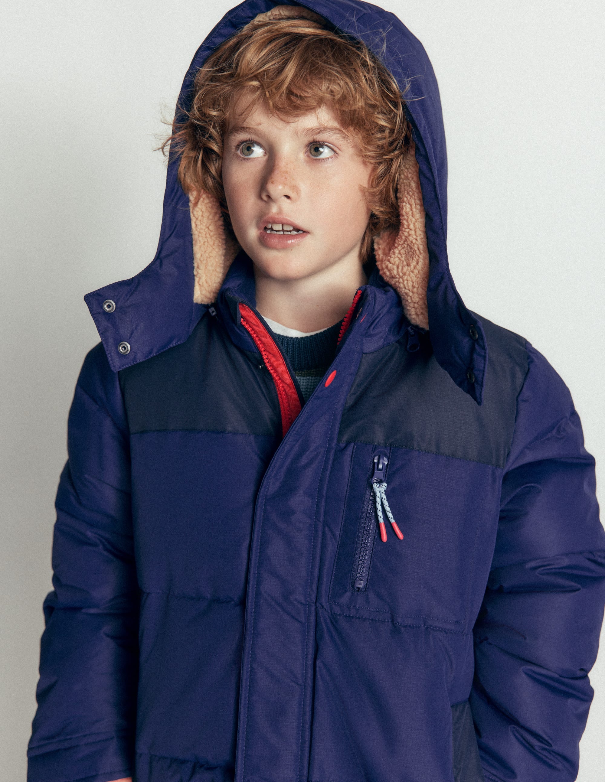 Borg Lined Puffer Coat-College Navy - Image 2