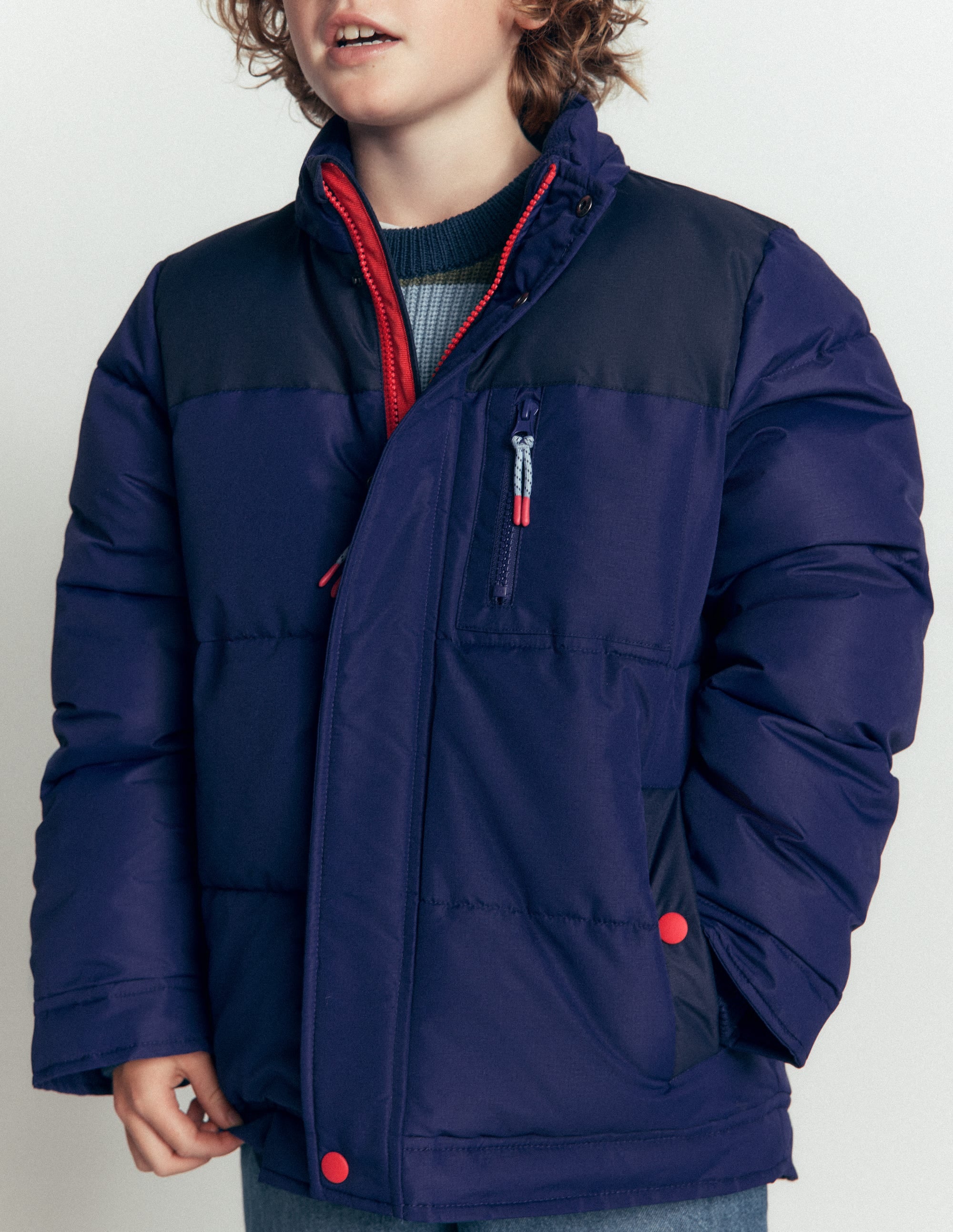 Borg Lined Puffer Coat-College Navy - Image 3