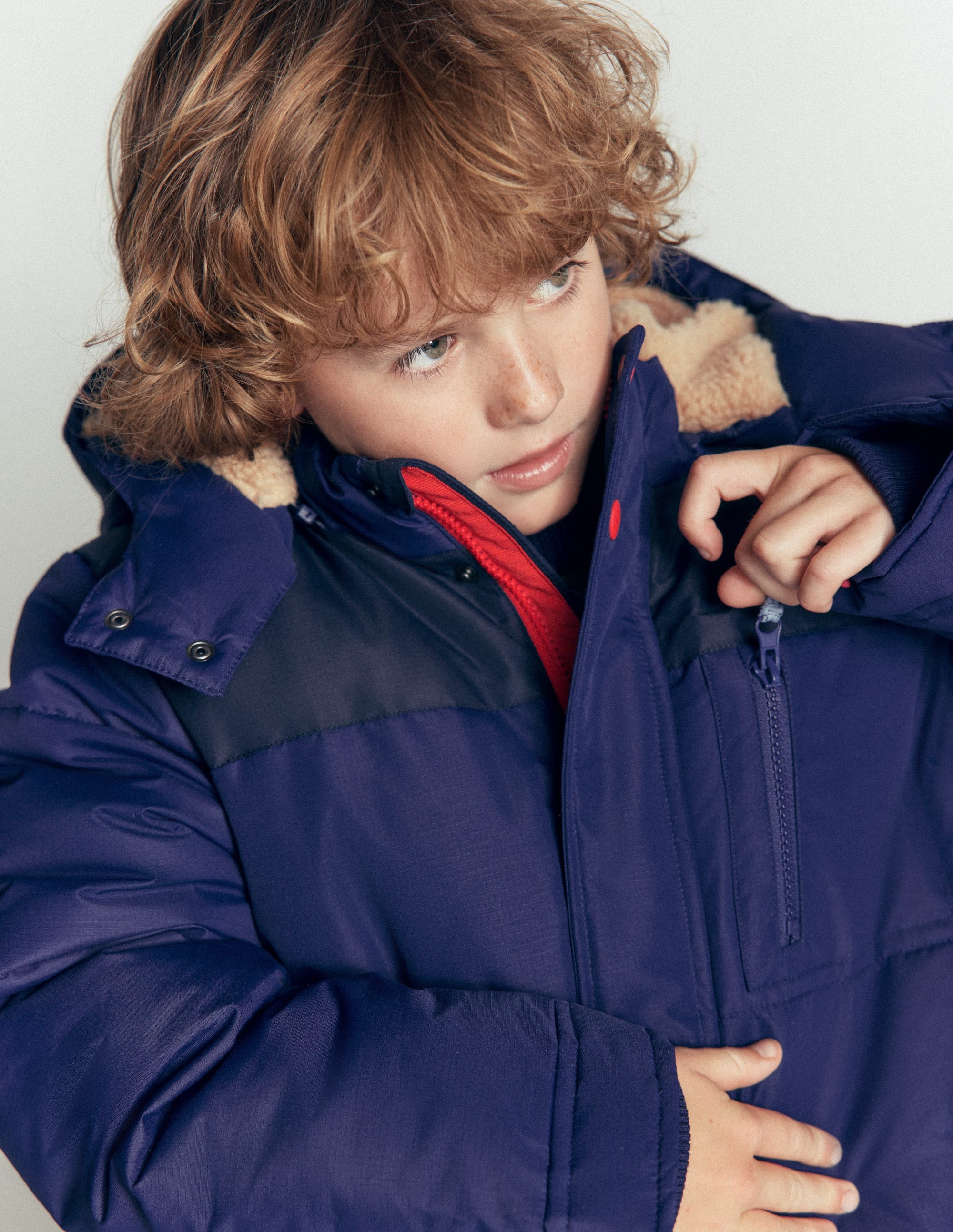 Borg Lined Puffer Coat-College Navy - Image 5