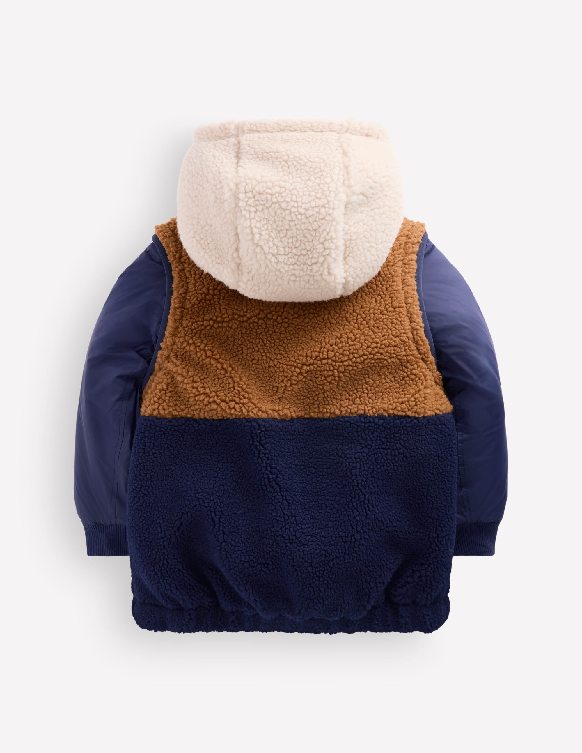 2-in-1 Borg Mix Panel Jacket-Navy - Image 2