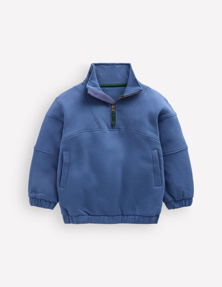 Half-zip Sweatshirt-Denim Blue