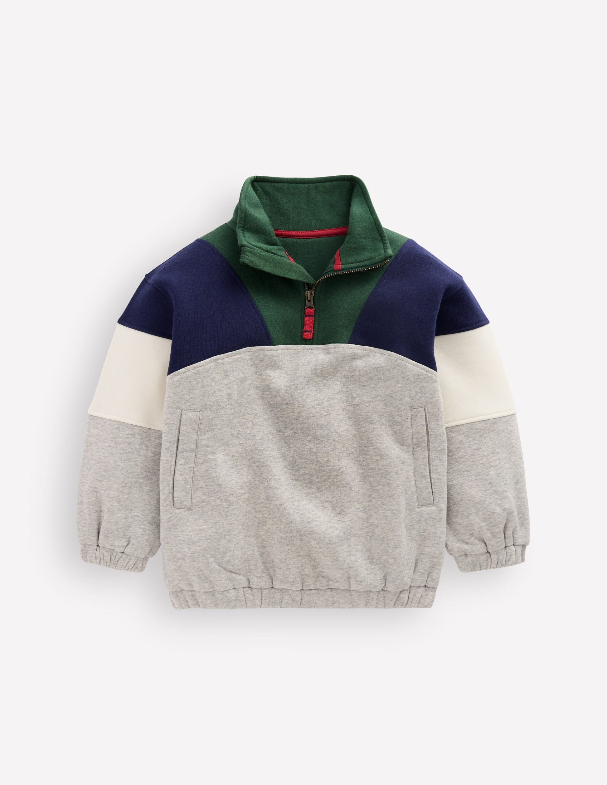 Half-zip Sweatshirt-Grey Marl Colourblock-1
