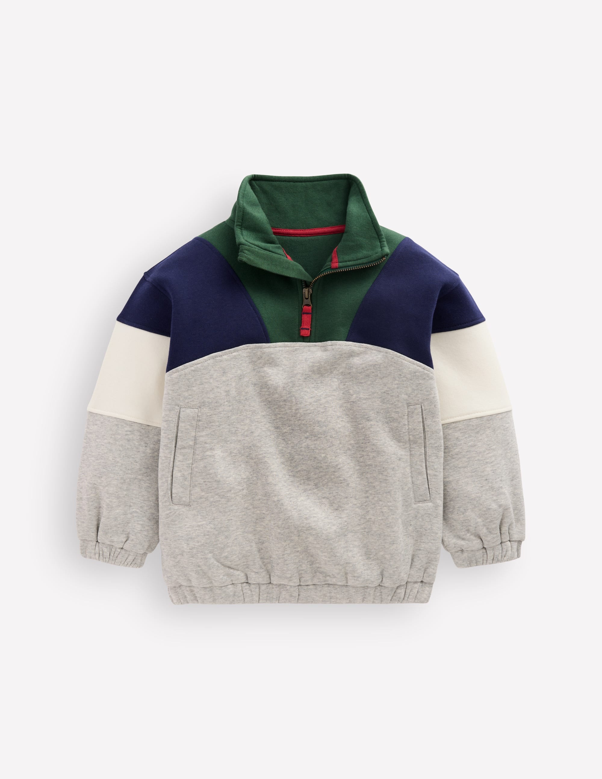 Half-zip Sweatshirt-Grey Marl Colourblock - Image 1