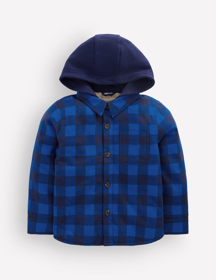 Borg Lined Hooded Shirt-Surf The Web/Navy