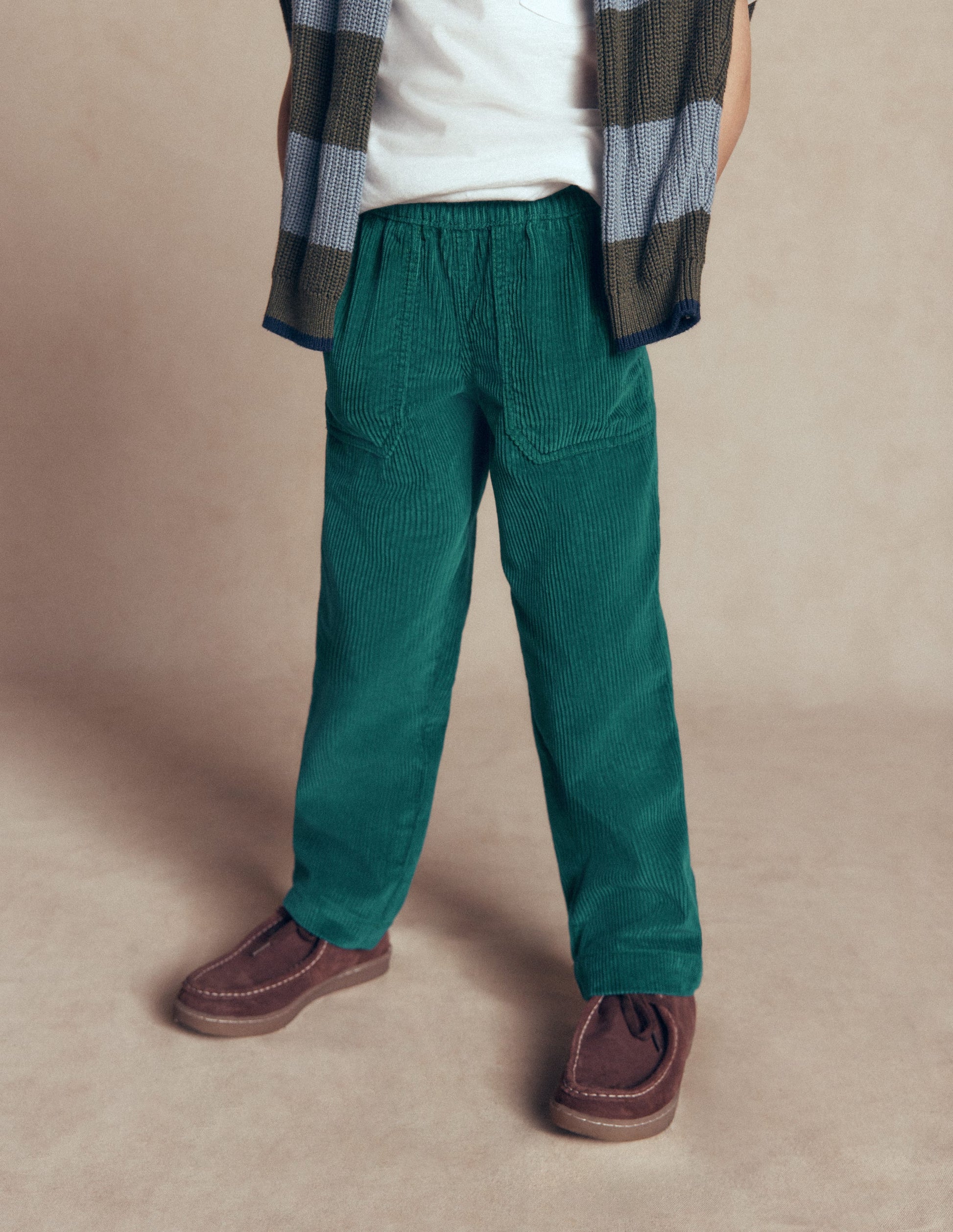 Pull-on Cord Trousers-MALLARD GREEN-2