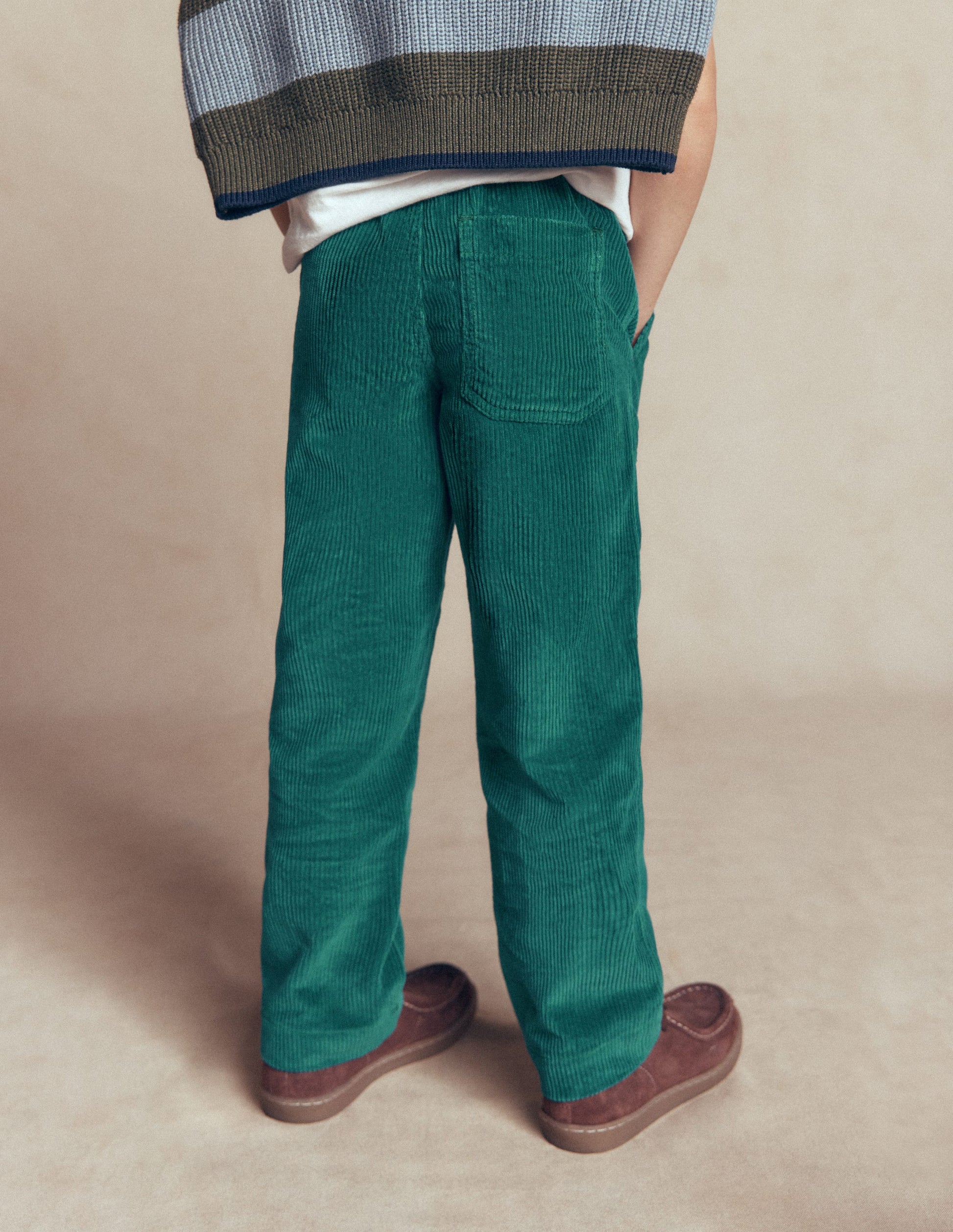 Pull-on Cord Trousers-MALLARD GREEN-3