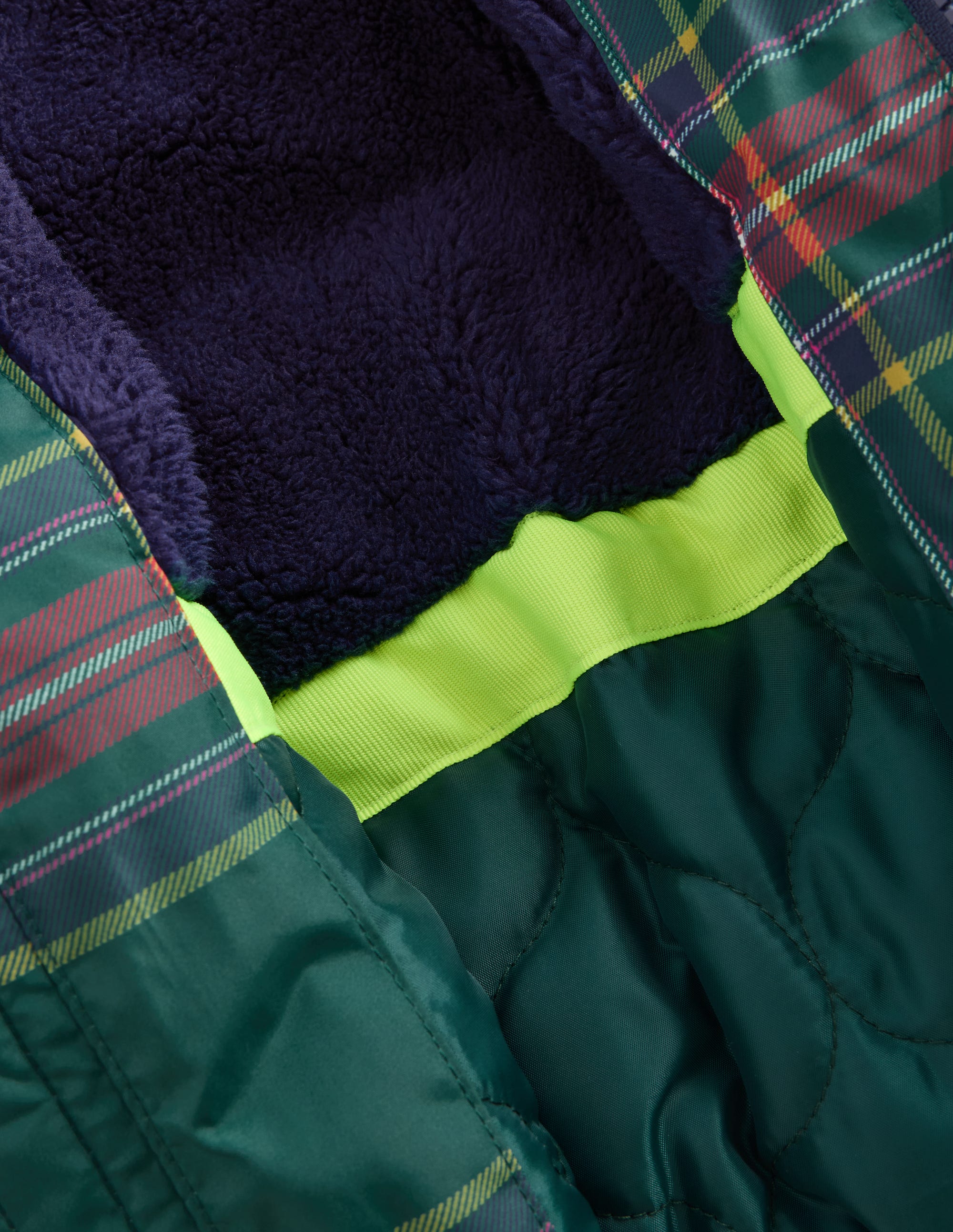 Fun Padded Coat-Green Check - Image 10
