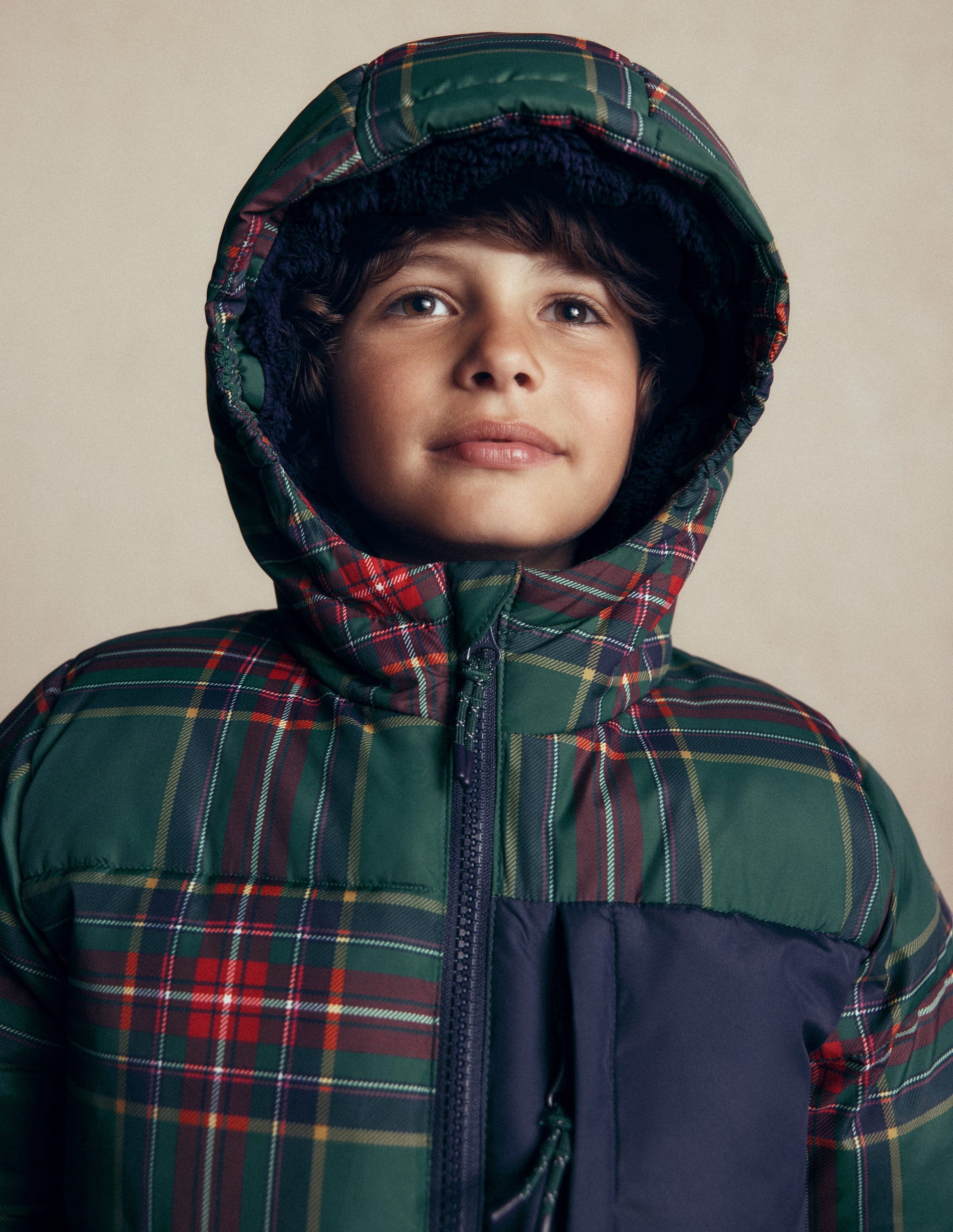 Fun Padded Coat-Green Check-3
